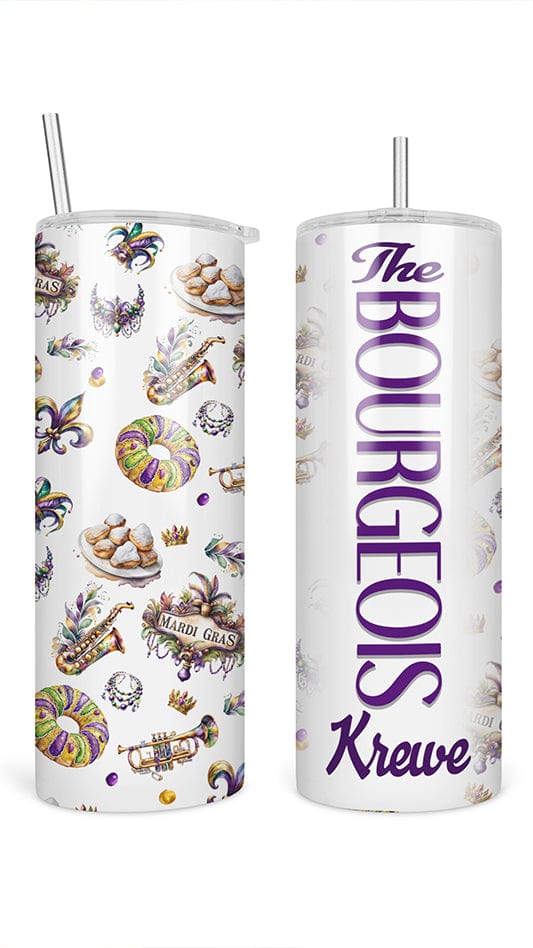 Personalized Mardi Gras Threaux 20 oz Tumbler