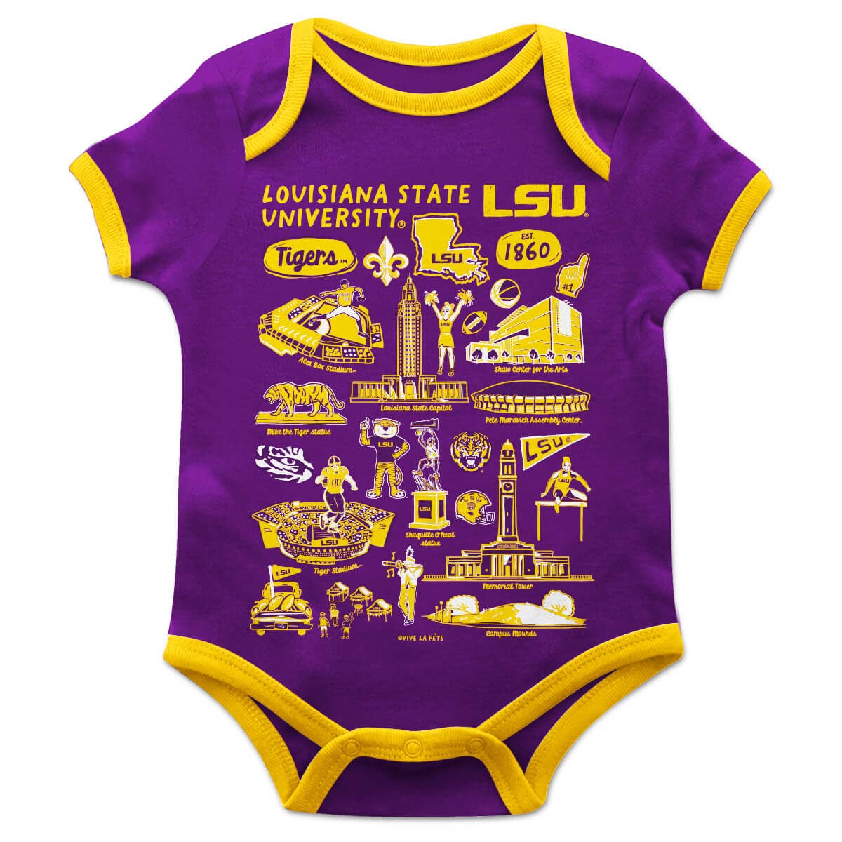 LSU Tigers Hand Sketched Bodysuit: Purple