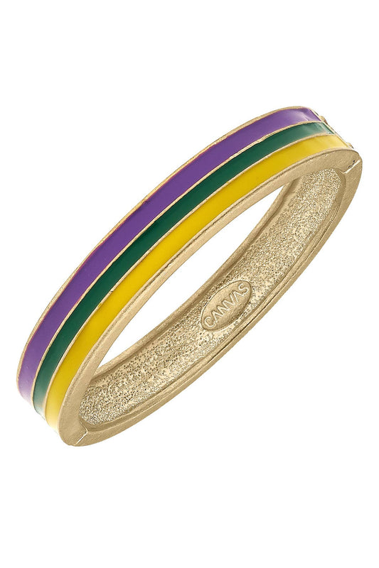 Mardi Gras Striped Enamel Hinge Bangle