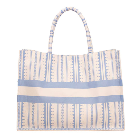 Chantilly Classic Tote  White & Blue