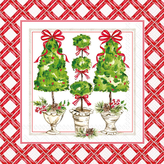 Holly Topiary Christmas Cocktail Napkins