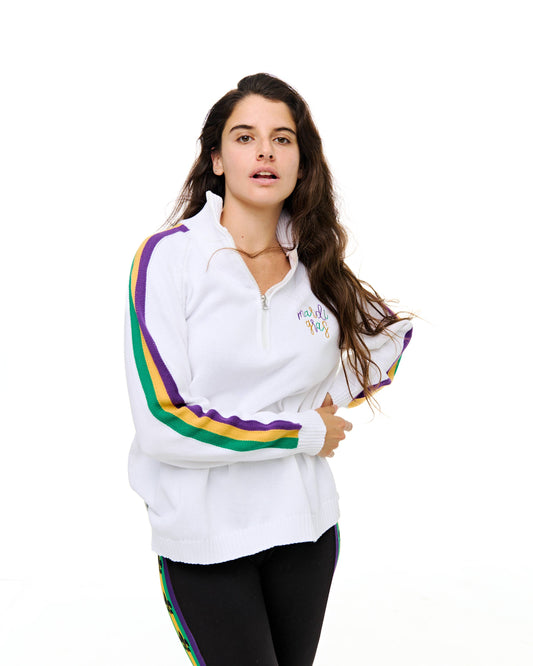 Mardi Gras embroidered quarter zip