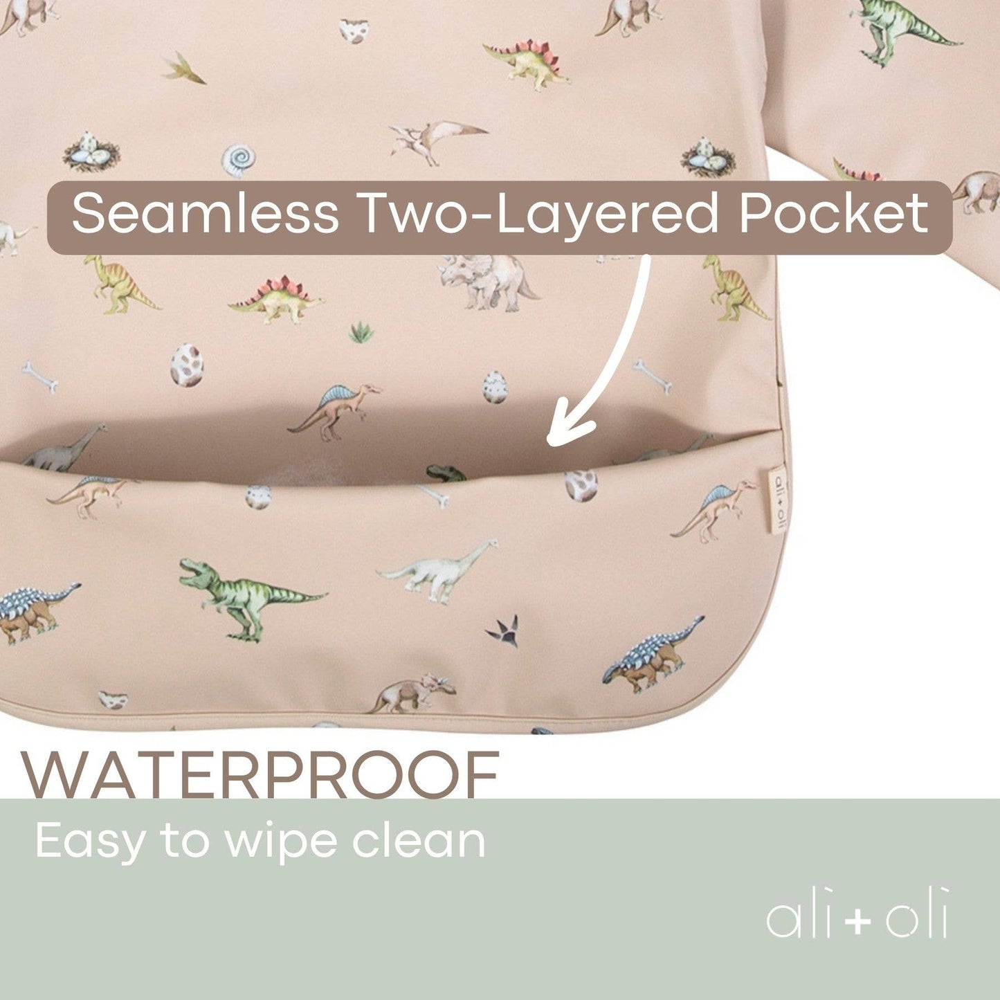Smock Bib Long & Short Sleeve Set (Dino-Mint)