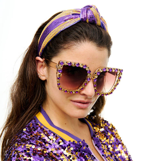 Purple and gold sequin headband 