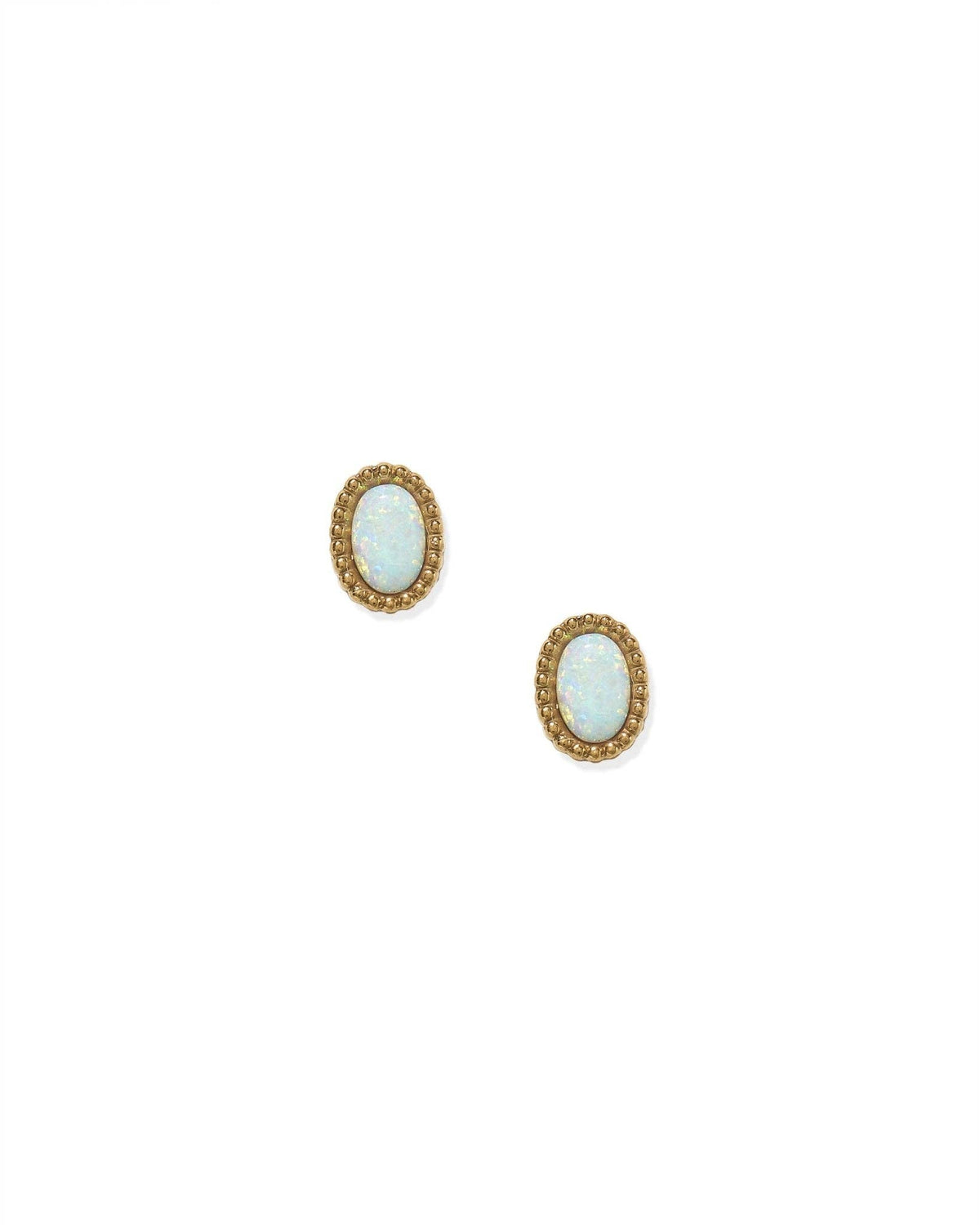 Luna Opal Screwback Stud Earring - White