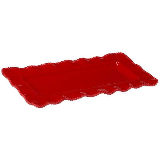 Red Perlette Melamine Rectangular Platter 19in X 9in