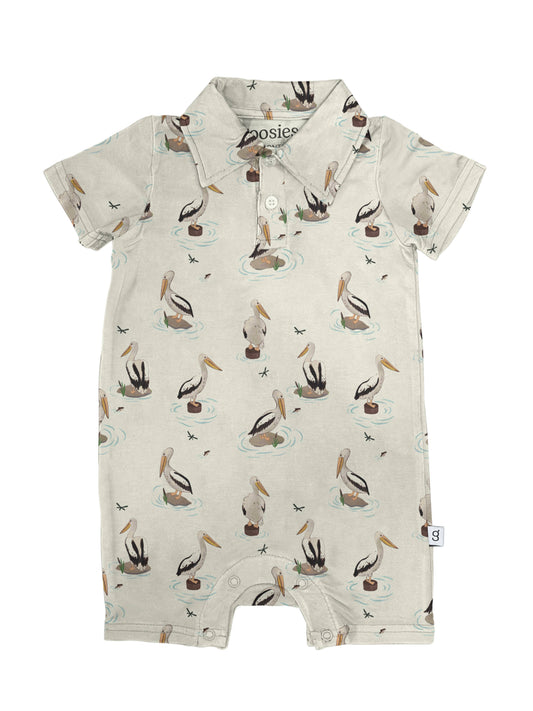 Coastal Pelicans SS Polo Romper