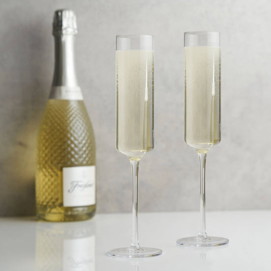 Laurel Crystal Champagne Flutes by Viski – Set of 2