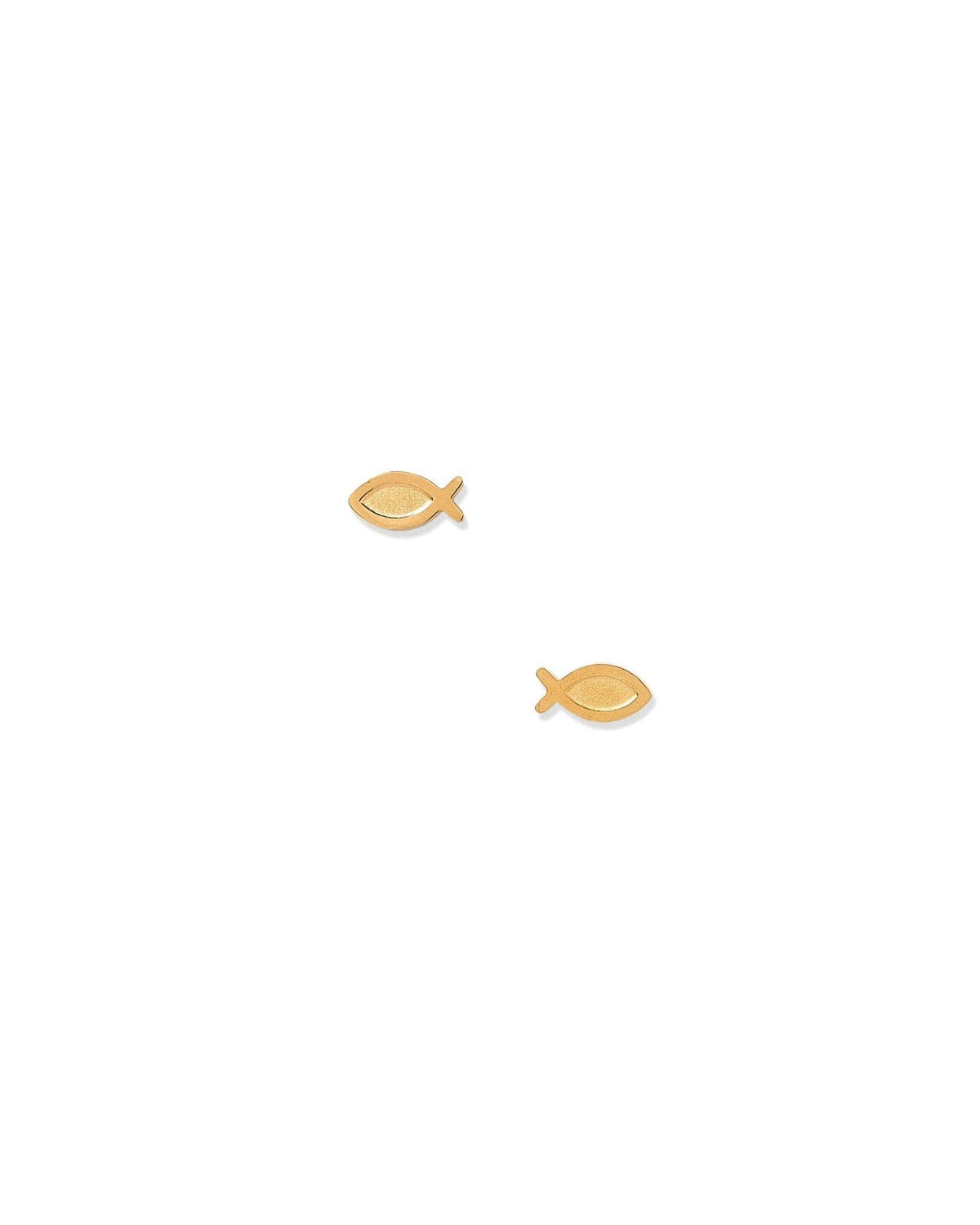 Ichthys Fish Screwback Stud Earrings - Gold