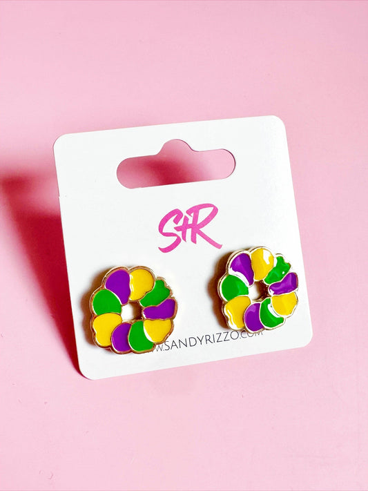 Enamel King Cake Stud Earring