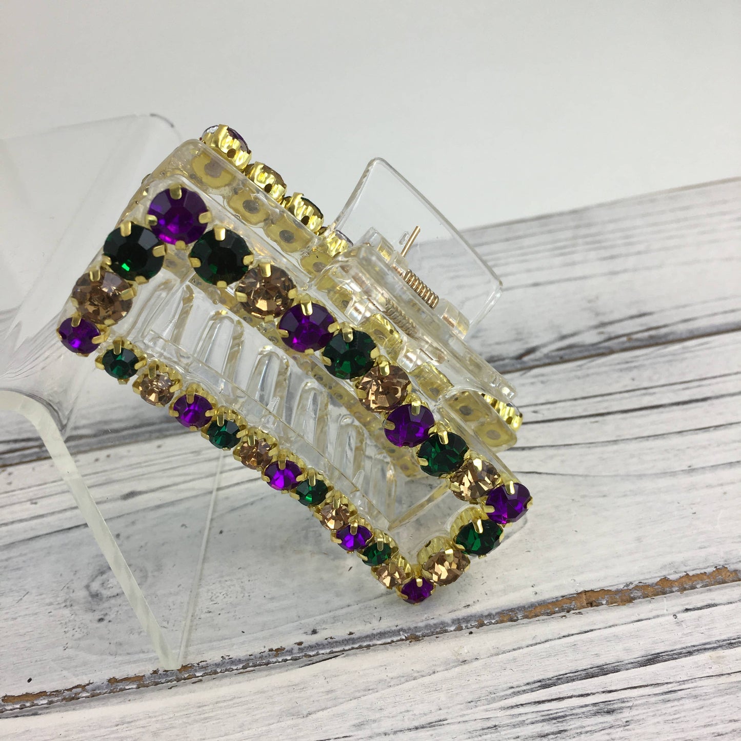 Mardi Gras Rhinestone Claw Clip 