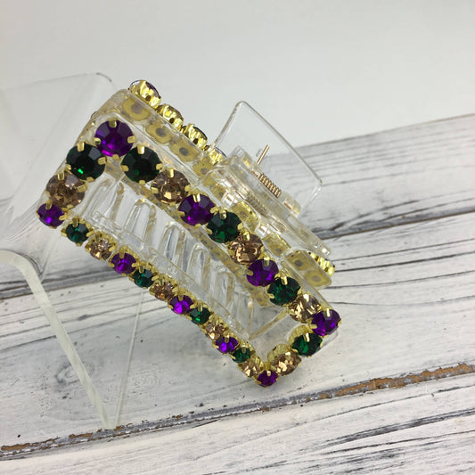 Mardi Gras Rhinestone Claw Clip 