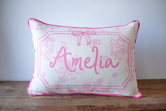 Custom Ballet Toile Name Pillow