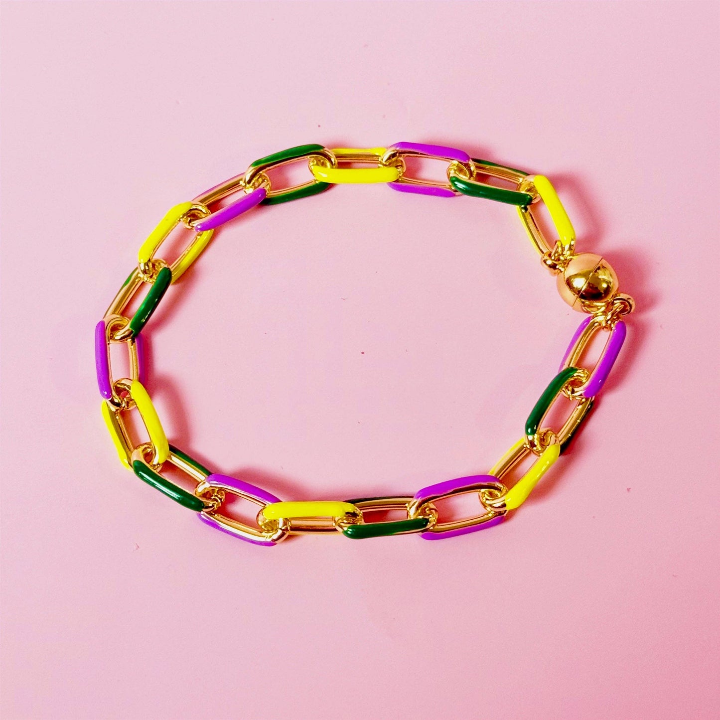 Traditional Mardi Gras Chain Bracelet