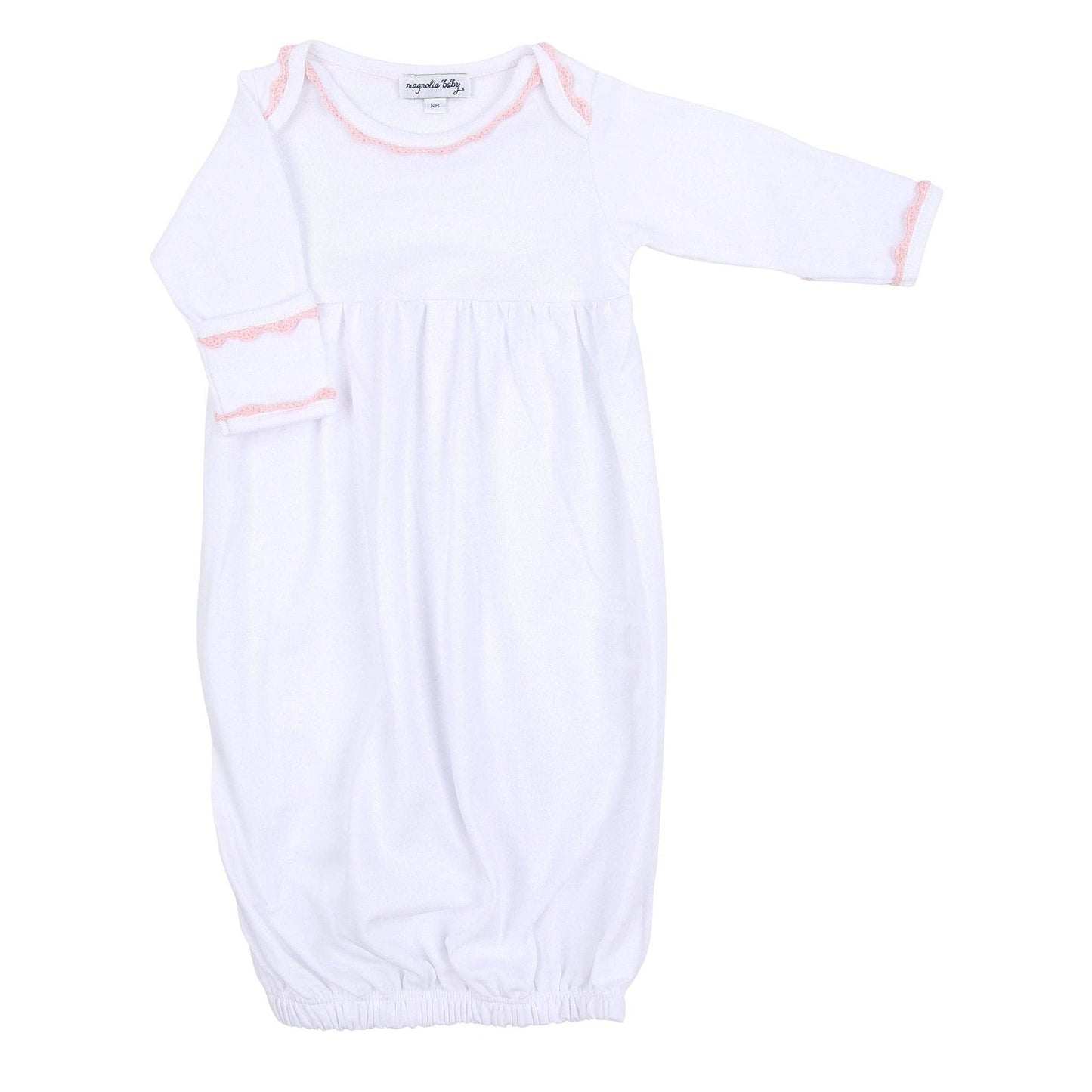 Baby Joy Gown with Pink Crochet Trim