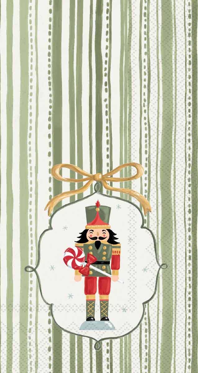 Frosty Nutcracker Green Guest Towels