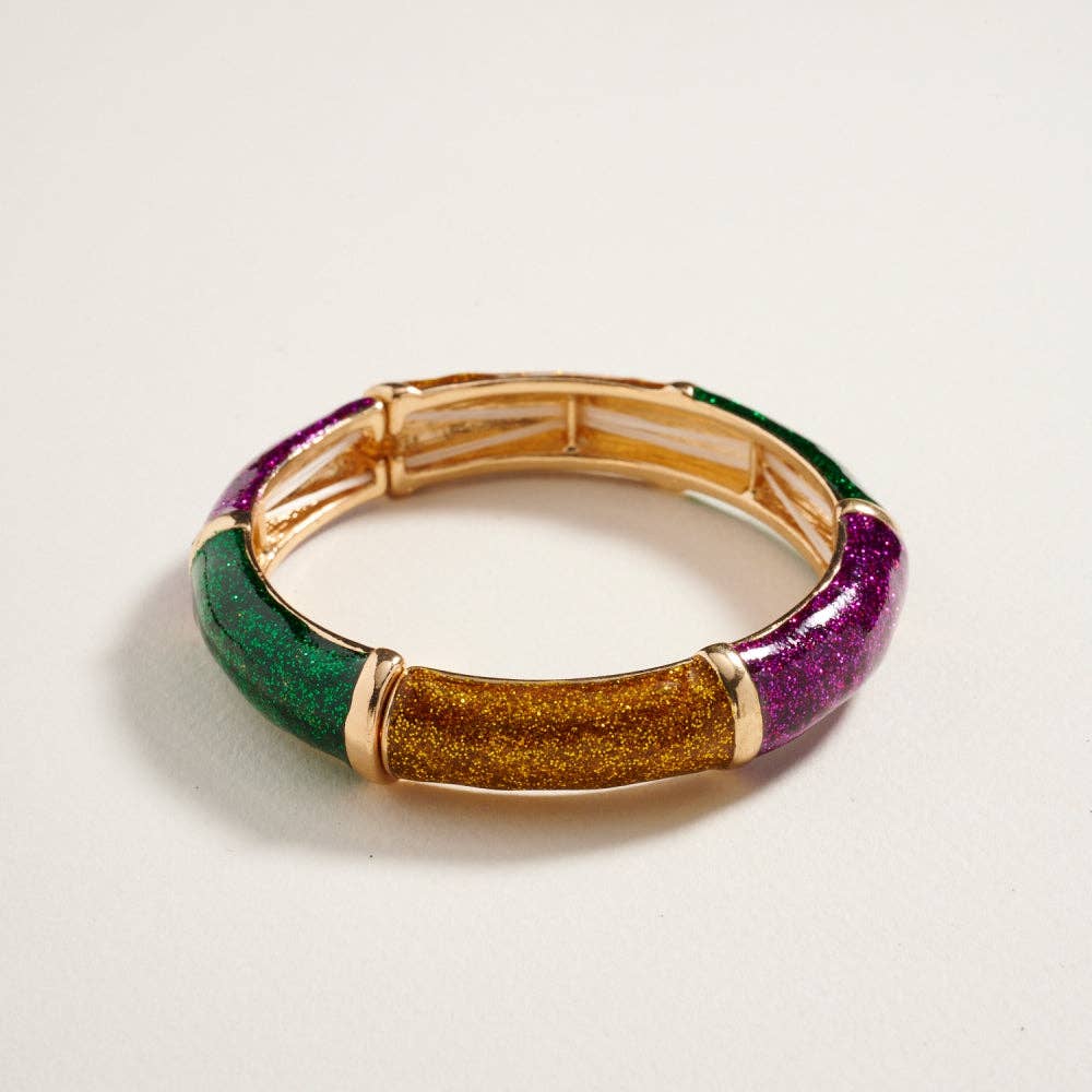Glitter Mardi Gras Enamel Bracelet