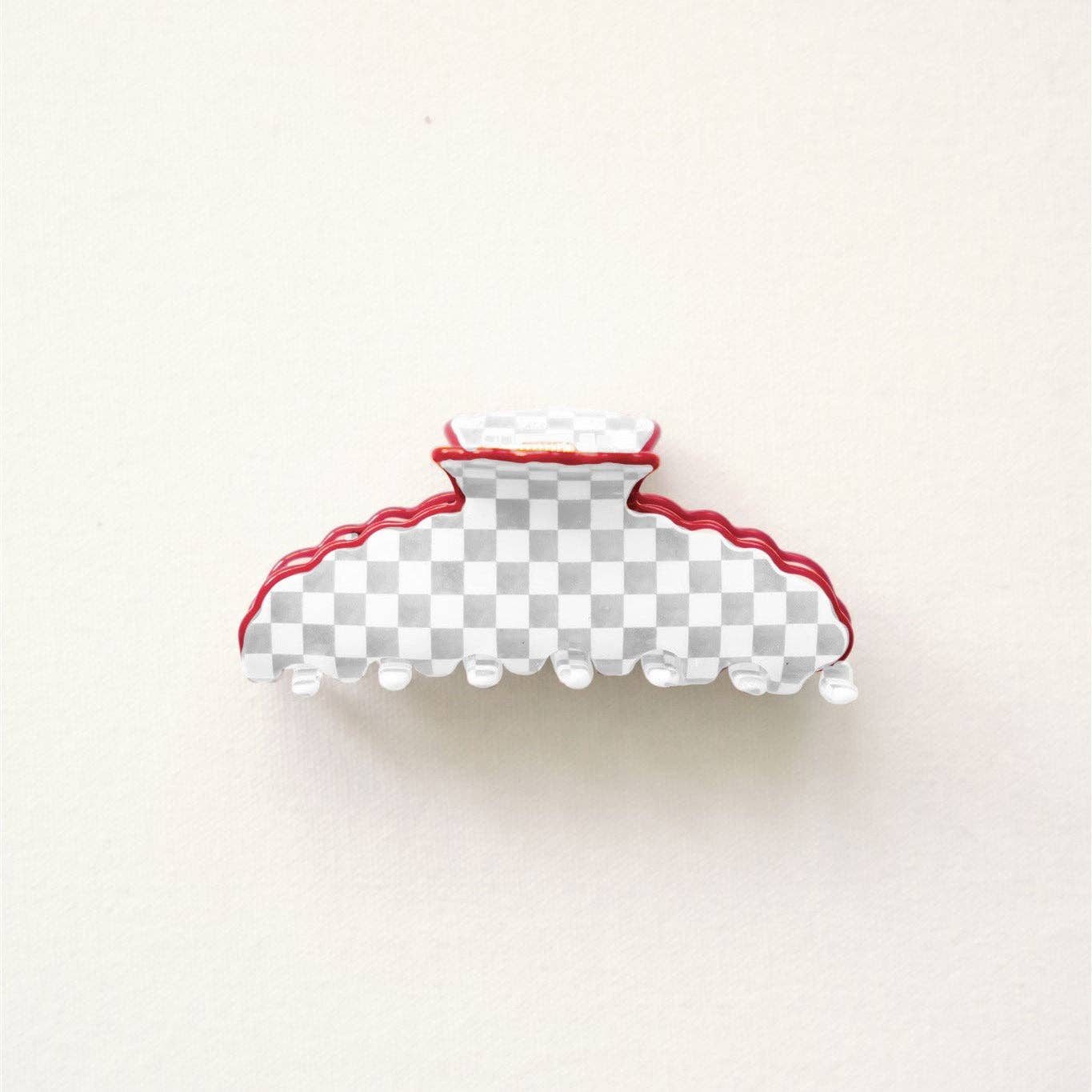 Red and Gray Scalloped Claw Clip