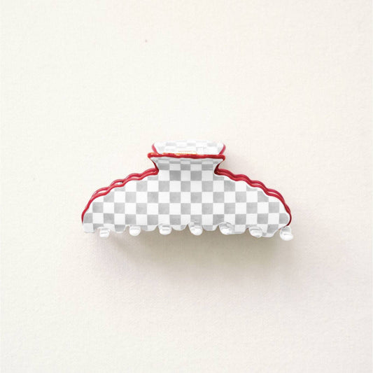 Red and Gray Scalloped Claw Clip