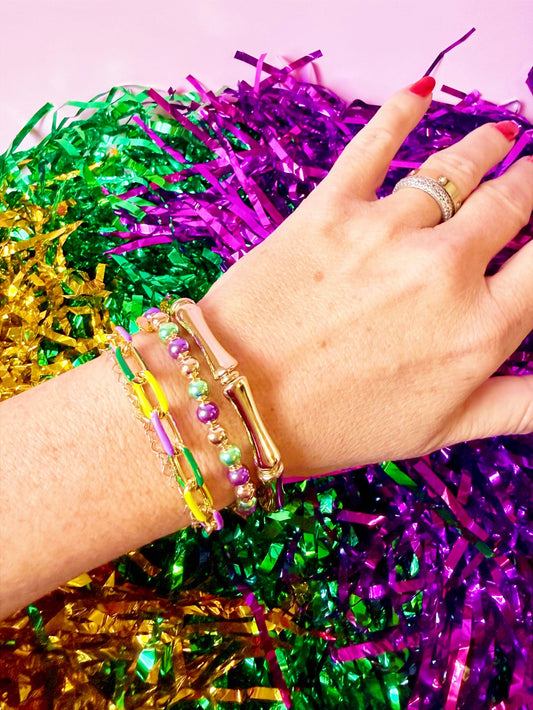 Traditional Mardi Gras Chain Bracelet
