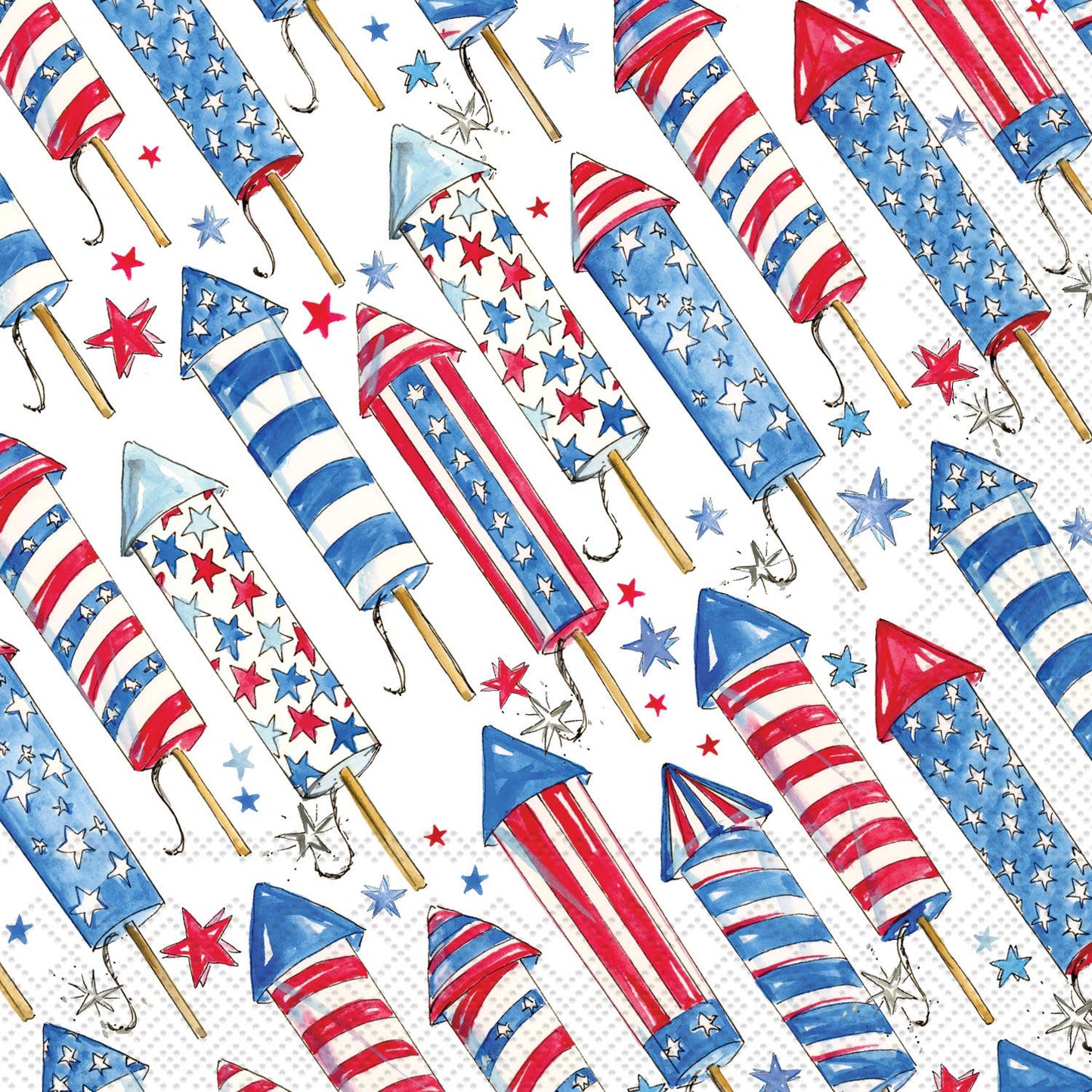 Paper Cocktail Napkins 20 Ct Patriotic Rockets