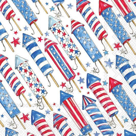 Paper Cocktail Napkins 20 Ct Patriotic Rockets