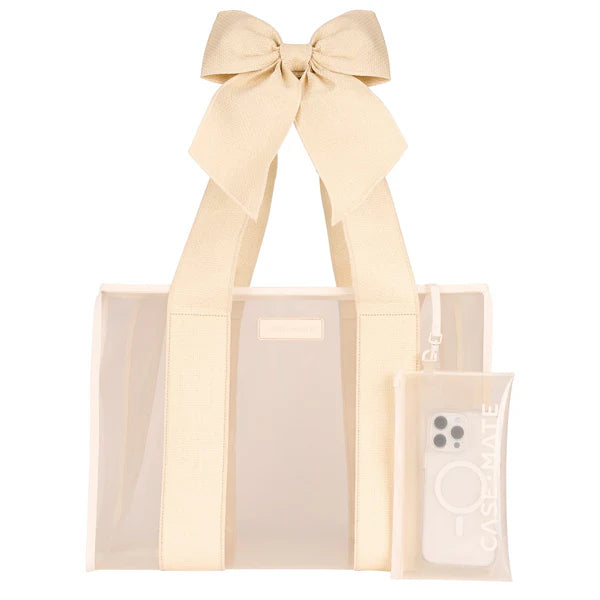 Case-Mate Ecru Raffia Bow Jelly Tote