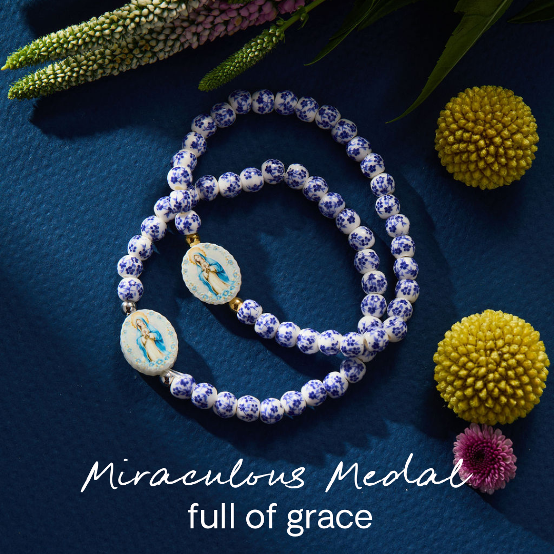Holy Water Miraculous Mary Porcelan Bracelet: Waterproof Gold