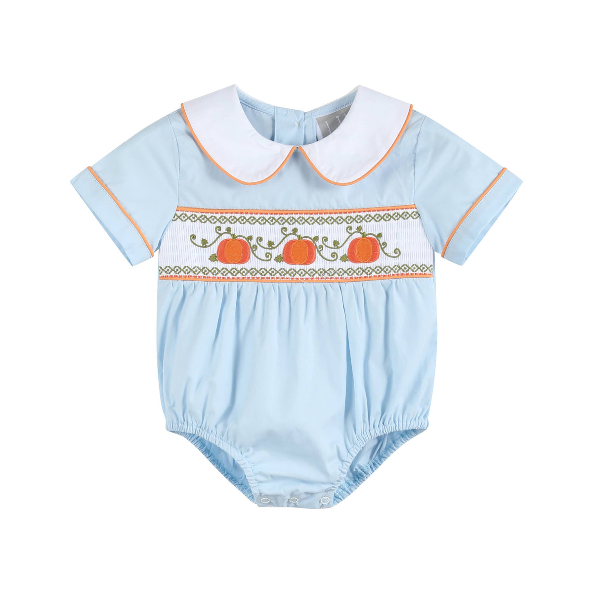 Smocked Pumpkin Vine Collared Romper