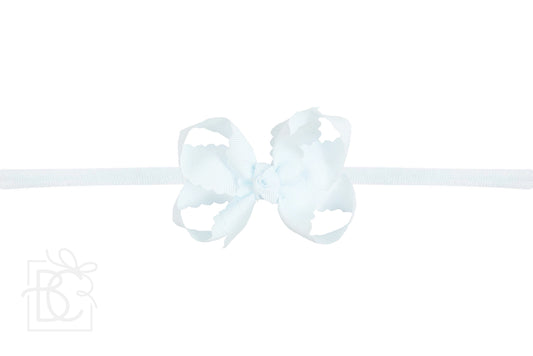 Scalloped Edge Grosgrain Headband- Powder Blue