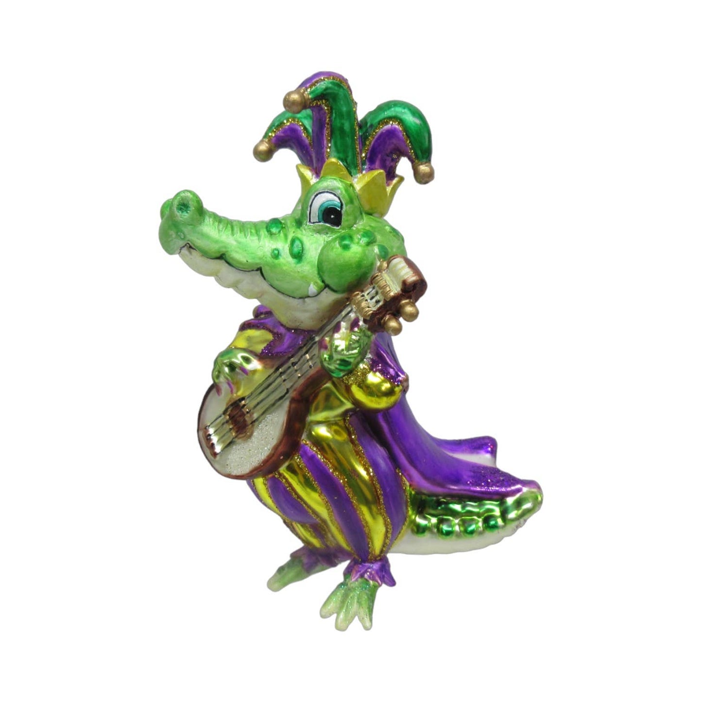 Mardi Gras Gator w/Banjo Ornament