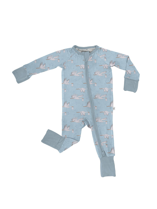 Blue Stork Boy Zip Pajamas 0-3 Months