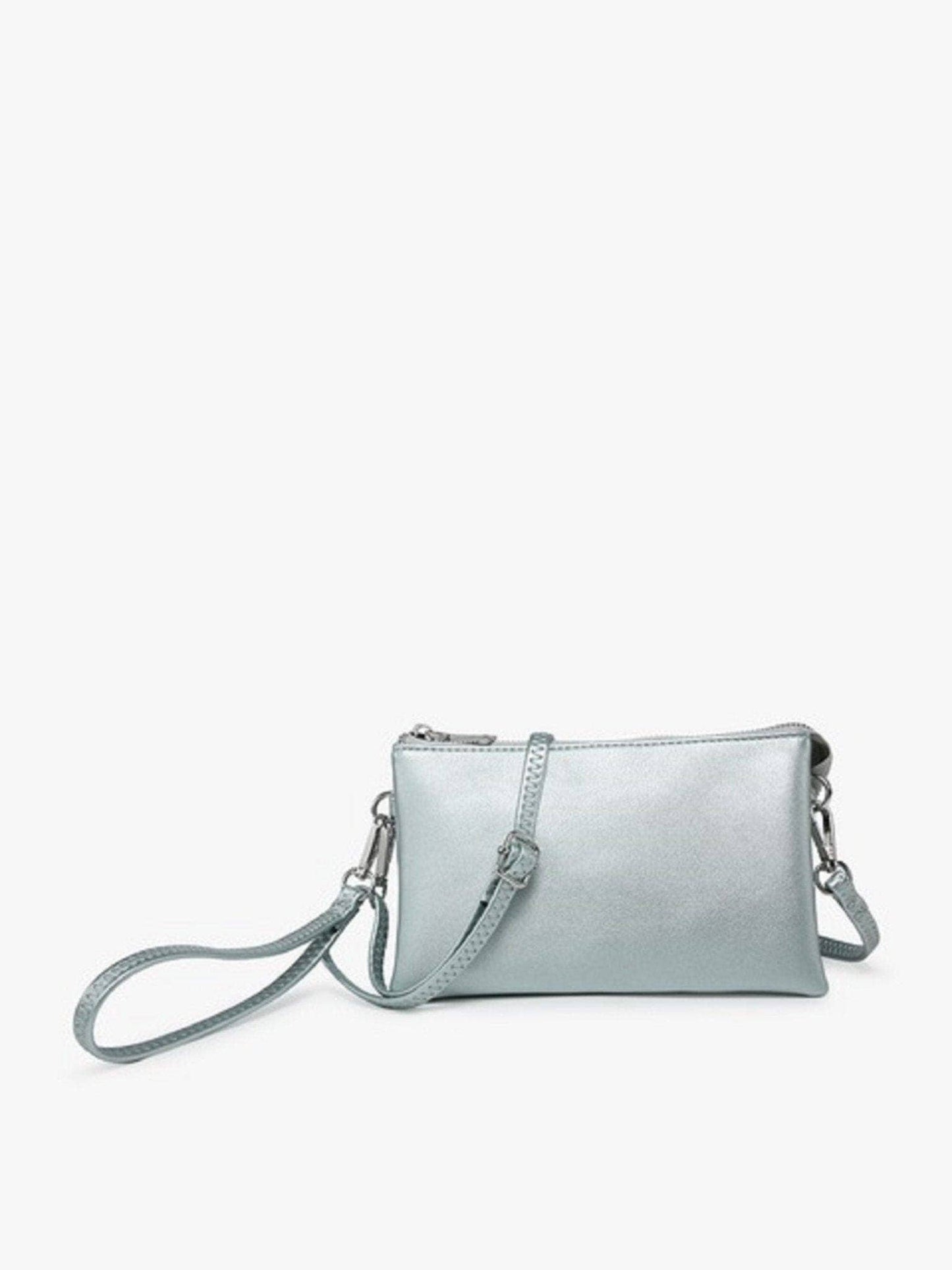 Riley Metallic Three Compartment Crossbody/Wristlet: Winter Mint