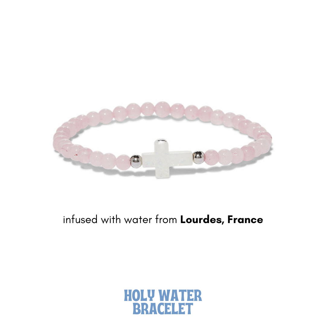Holy Water Rose Quartz Bracelet: Gold Spacer Beads