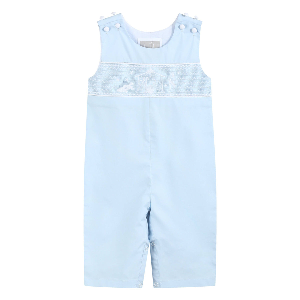 Light Blue Nativity Smocked Overalls