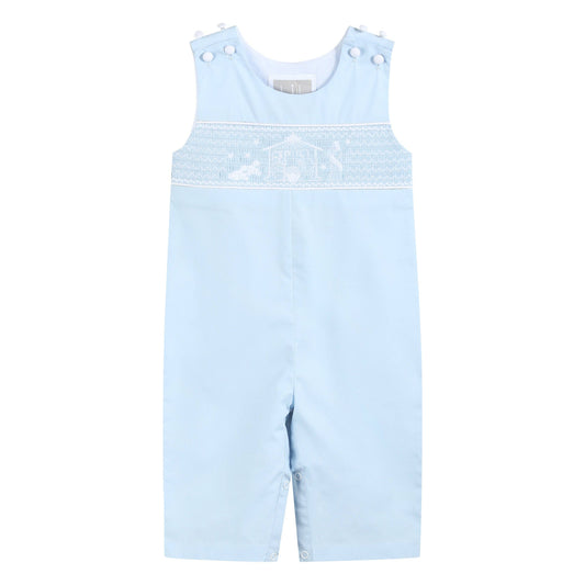 Light Blue Nativity Smocked Overalls