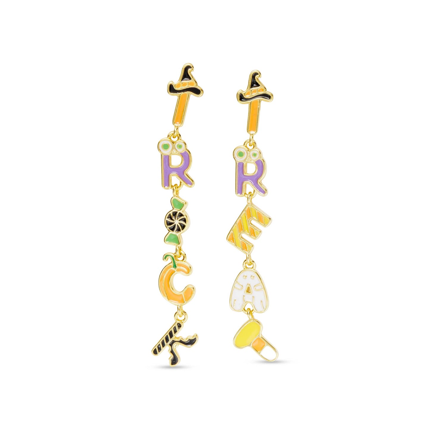 Gold Trick or Treat Dangle Earrings