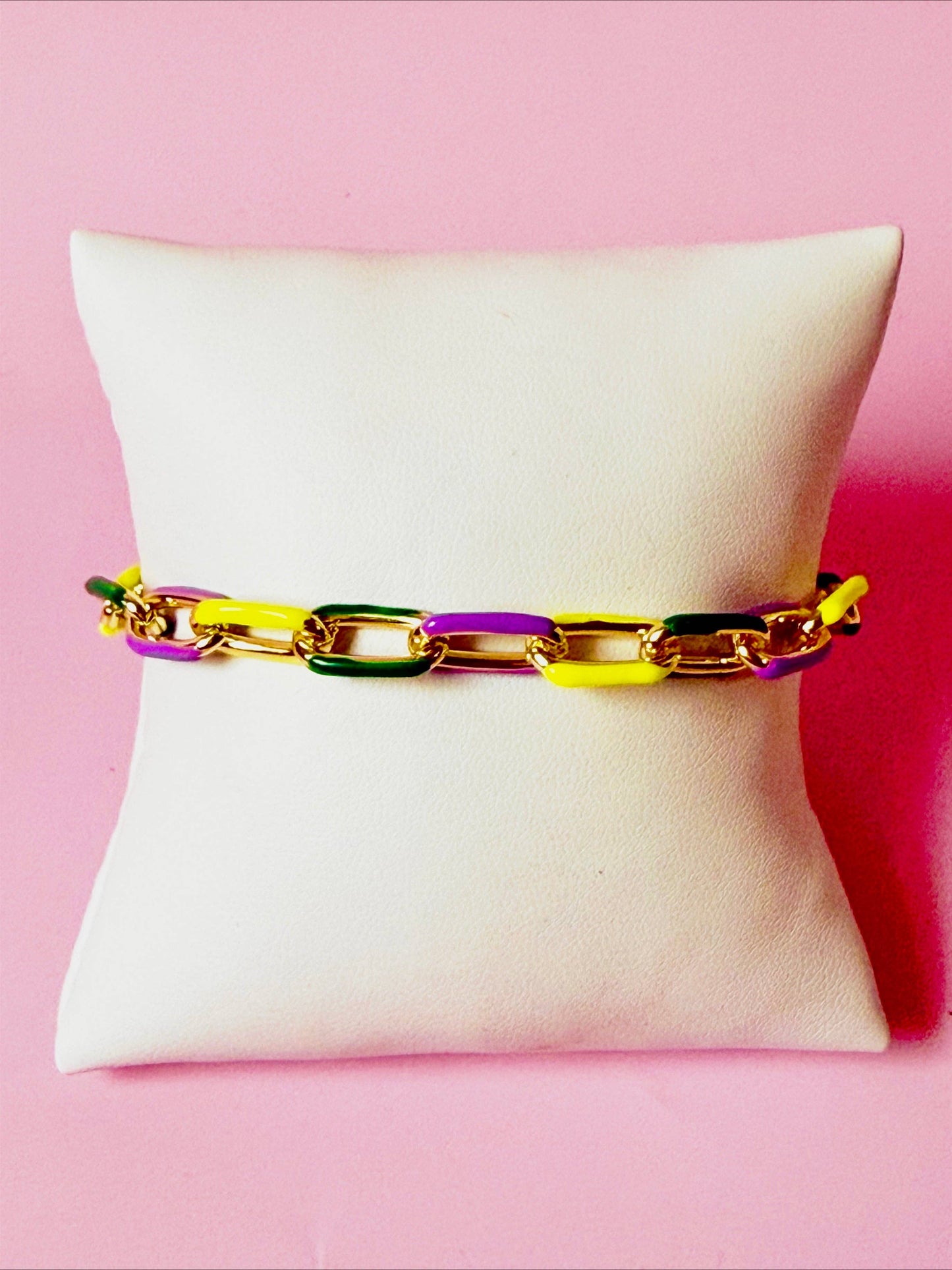Traditional Mardi Gras Chain Bracelet