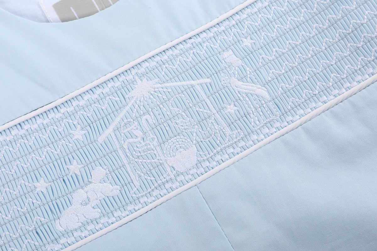 Light Blue Nativity Smocked Overalls
