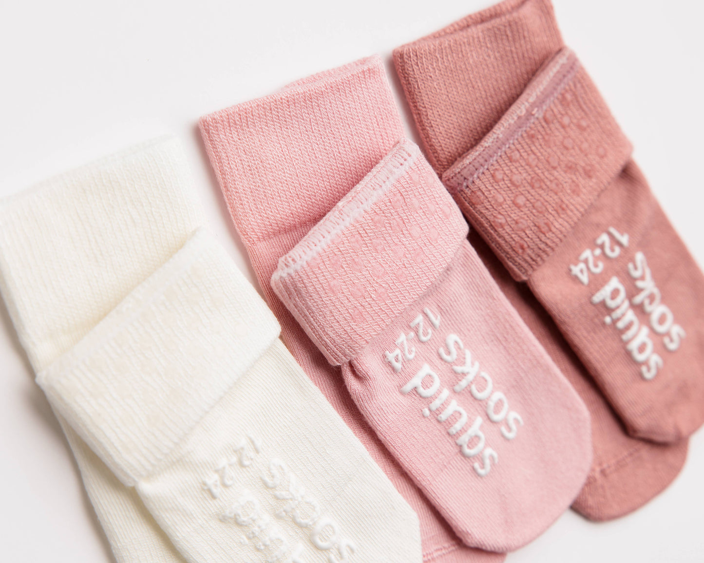 Claire - Non-Slip Baby Socks in Ivory, Peony, Desert Rose