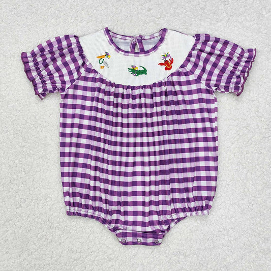 Mardi Gras Smocked Gingham Bubble