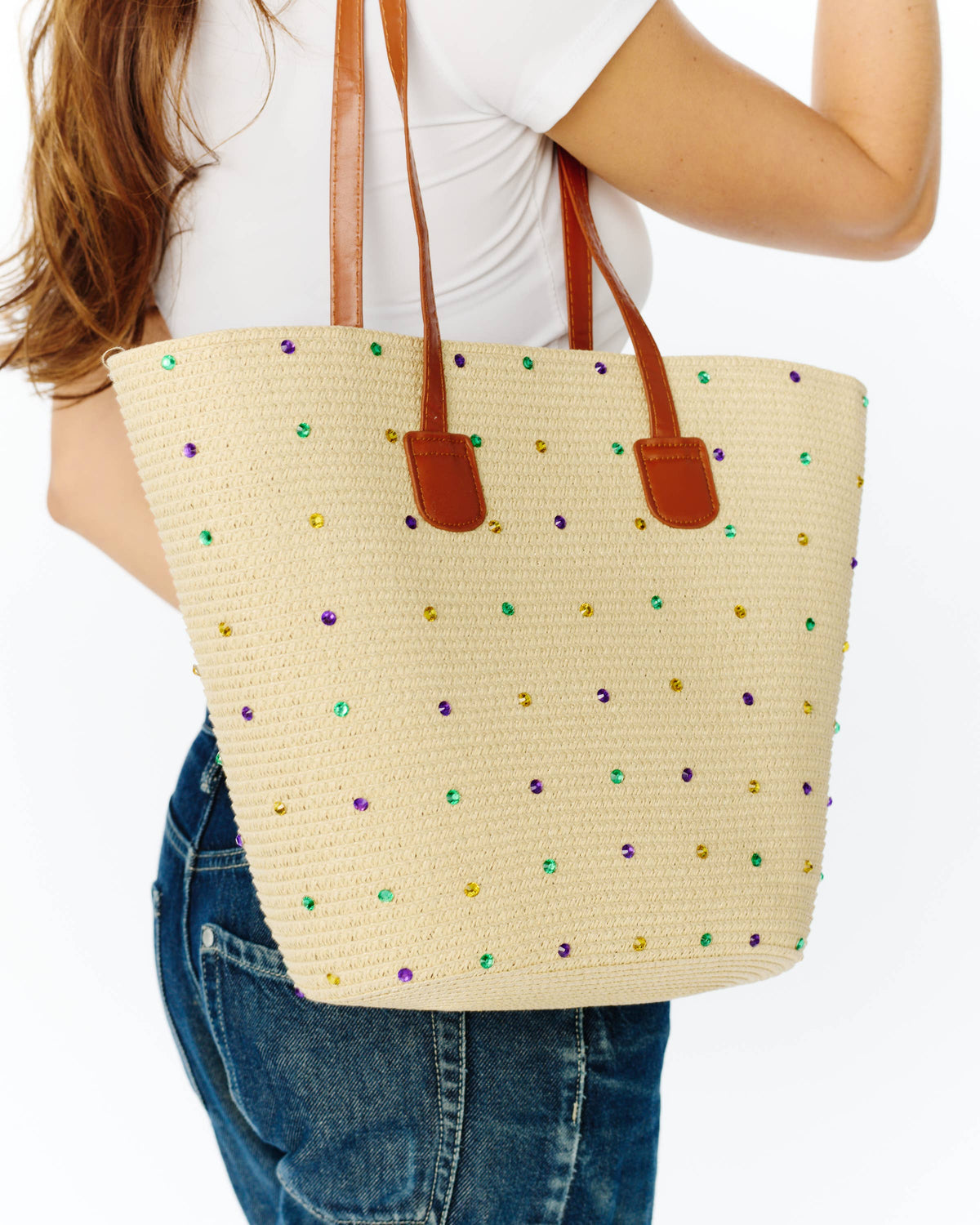 Mardi Gras Gemstone Woven Bag