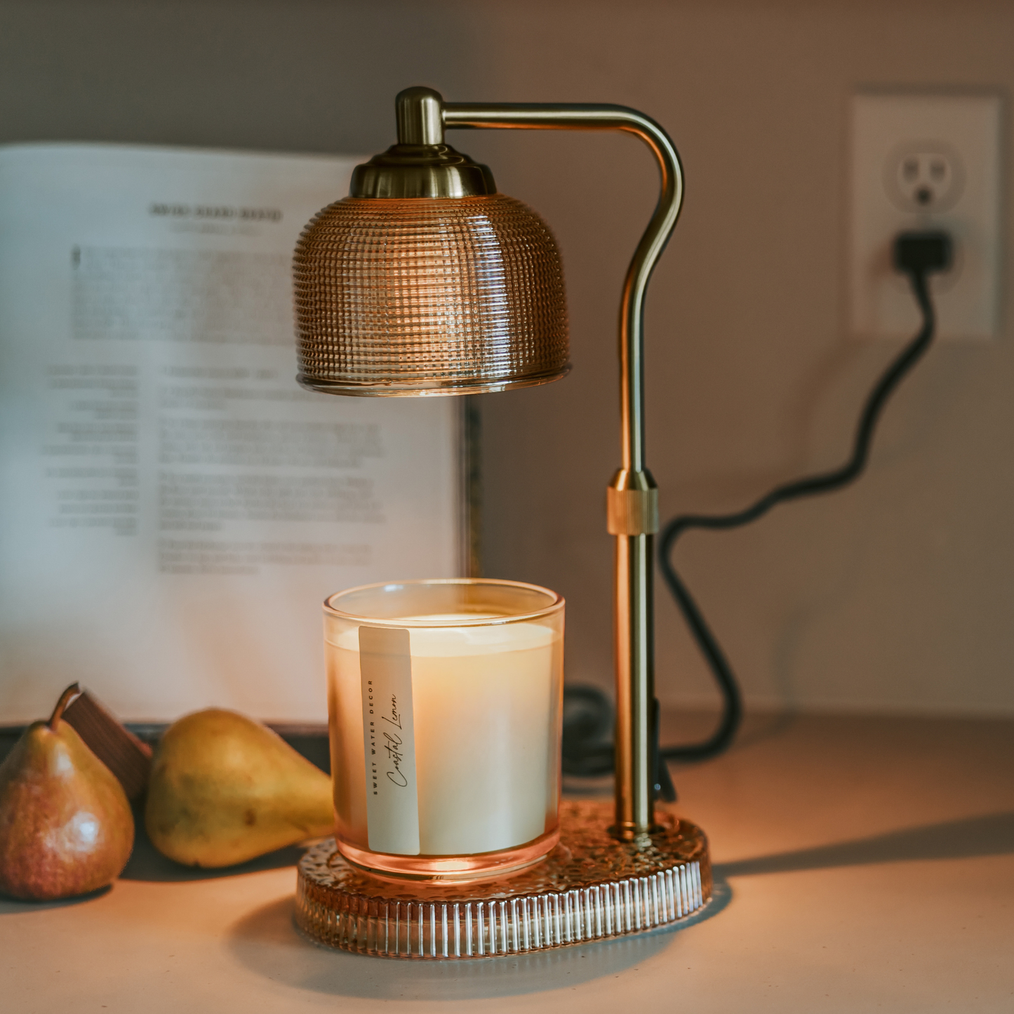 Candle Lamp Warmer - Natural & Gold