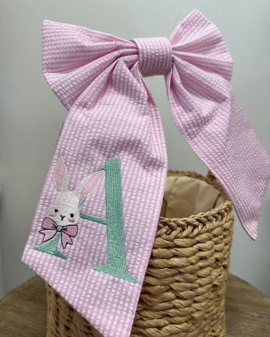 Basket Bow with Bunny Initial