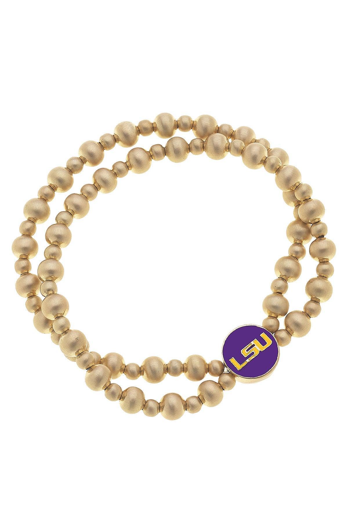 LSU Tigers 2-Row Ball Bead Stretch Bracelet