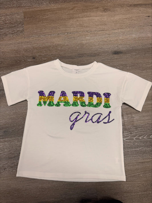 Mardi Gras Sequin Letter Shirt