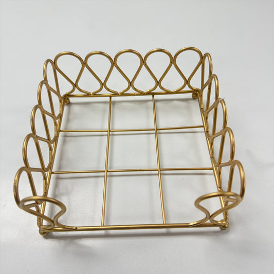 Paper Cocktail Napkin Metal Caddy Ribbon Gold