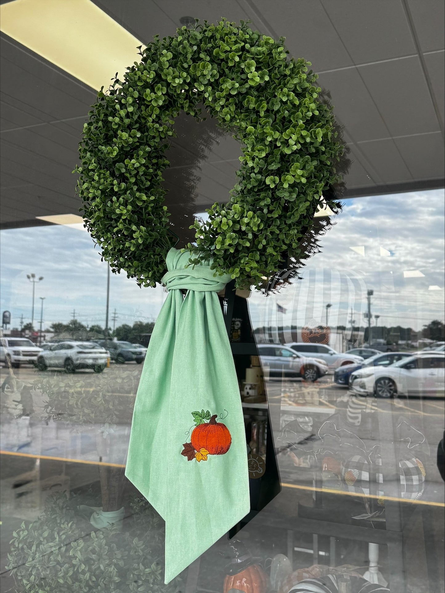 Pumpkin Embroidered Wreath Sash 54"