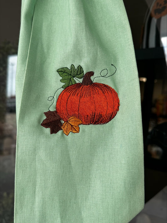 Pumpkin Embroidered Wreath Sash 54"