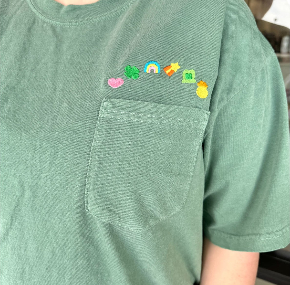 Lucky Charms Embroidered Pocket Comfort Color Tee